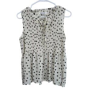 Rose + Olive white & black heart blouse, size M
